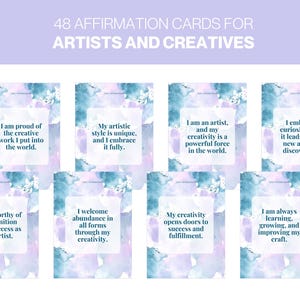 Cartões de afirmação imprimíveis para artistas e profissões criativas, Cartões de afirmação imprimíveis inspiradores para artistas, Impressões digitais de afirmações