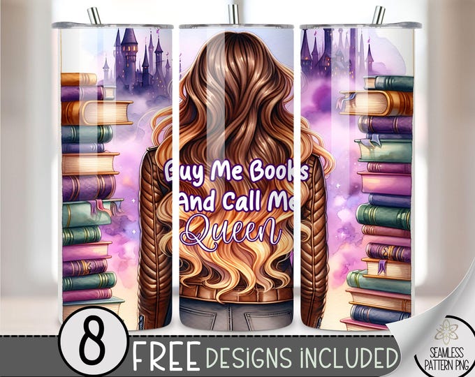 Book Lover Tumbler Wrap, Bookish 20oz Skinny Tumbler Sublimation Design, Book Tumbler Wrap File, Librarian Tumbler Wrap, Romantasy Reader