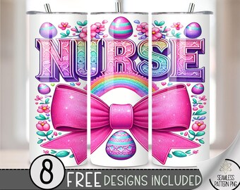 Easter Nurse Tumbler Wrap, Coquette RN 20oz Sublimation Tumbler Design, Spring Easter Sublimation, Cute Easter Egg Design, Nurse Life A42