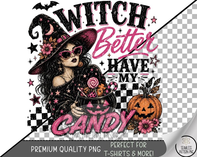 Halloween Sublimation Design, Glamorous Witch UV DTF Graphic, Spooky Clip Art, Digital Download, B10370