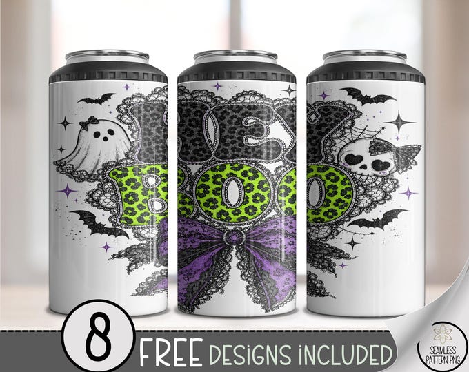 Halloween "Hey Boo" 4in1 Can Cooler Wrap, Sublimation Design, Spooky Design File, Digital Download, B10194