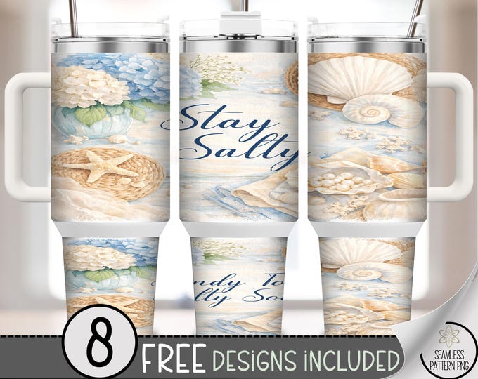 Stay Salty 40 oz Tumbler Wrap, Christian Coastal Sublimation Design, Seaside PNG File, B10225