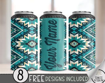 Add Your Own Name Vibrant Southwestern 4in1 Can Cooler Wrap, Western 16 oz 4-in-1 Cooler Sublimation, Aztec 4 in 1 Can Cooler File PNG