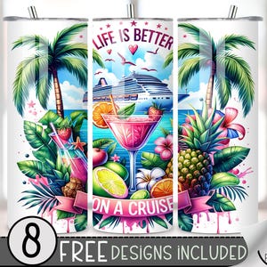 Cruise Ship Tumbler Wrap, Cruise and Cocktail 20oz Skinny Sublimation, Cruise Tumbler Design, Cruise Sublimation Design, Cruise Tumbler File