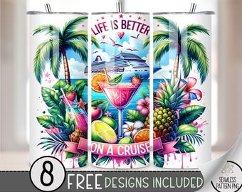 Cruise Ship Tumbler Wrap, Cruise and Cocktail 20oz Skinny Sublimation, Cruise Tumbler Design, Cruise Sublimation Design, Cruise Tumbler File