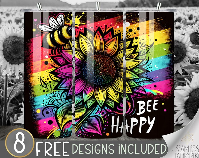 Bee Affirmation Tumbler Wrap, 20oz Skinny Sublimation Tumbler Design, Inspirational Sublimation Wrap, Watercolor Bee Tumbler PNG Downloads