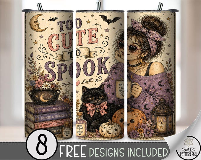 Halloween 20 oz Tumbler Wrap, Cute Witch Sublimation Design, Spooky Pink PNG, Digital Download, B10435