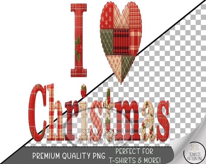 Rustic Farmhouse Sublimation Design, Christmas UV DTF Graphic, Festive Cozy Clip Art, Stitched Gingham Heart Pattern Download A523
