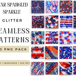 Digital Glitter Star Spangle Funkeln Nahtloses Muster PNG Bundle, Streifen Sublimationsdatei, Helles 4. Juli-Wiederholungspaket Kommerzielle Nutzung