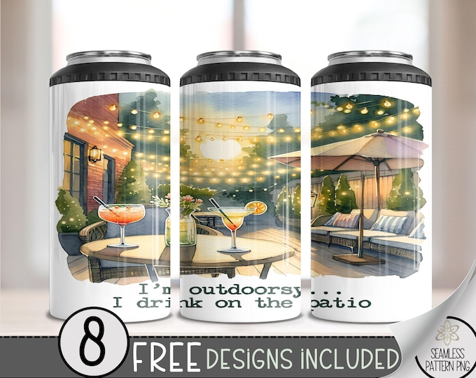 Outdoor Humor 4 in 1 Can Cooler Wrap, Funny Booze 4in1 Tumbler PNG, Silly Adult 16 Oz Can Cooler Sublimation Design, Fun Patio PNG, A107