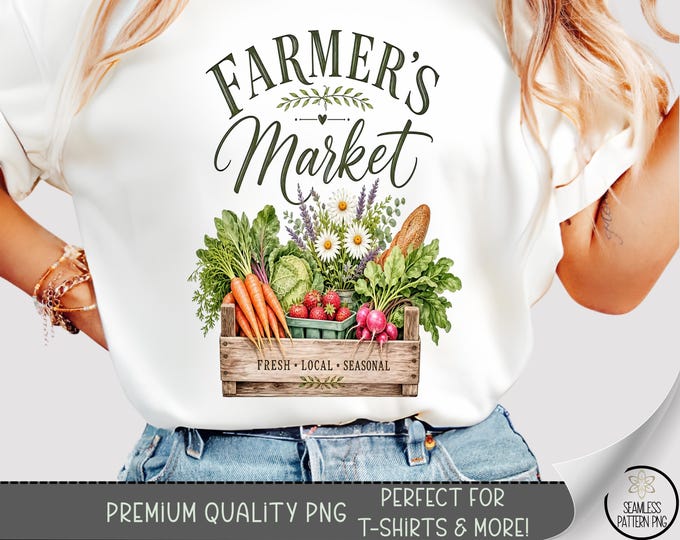 Farmer's Market T-shirt PNG, Fresh Produce Sublimation Design, Cottagecore TShirt File, Digital Download, B10410