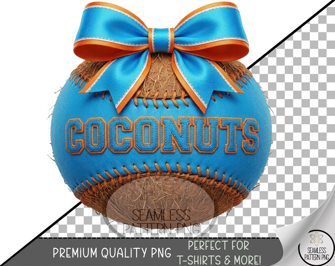 Summer Coconut Sublimation Design, Sports-Ball UV DTF Graphic, Tropical Clip Art, Digital Download, B10235