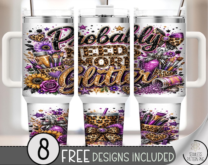 Glitter Statement 40 oz Tumbler Wrap, Typographic Design, Colorful PNG Files, Glamorous 40oz Tumbler Design, Digital Download, B10288