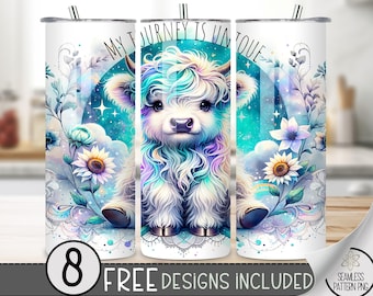 Highland Cow Tumbler Wrap,20 Oz Inspirational Sublimations Design, Positive Affirmations Sublimation Tumbler Wrap For Her, Digital File, A66