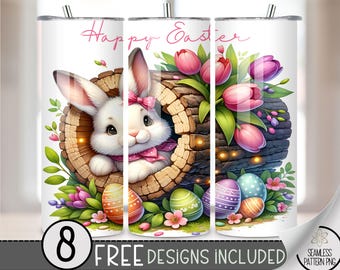 Easter Bunny in Hole Tumbler Wrap, Cottagecore Bunny 20oz Sublimation Tumbler Design, Spring Easter Sublimation, Cute Easter Rabbit Design