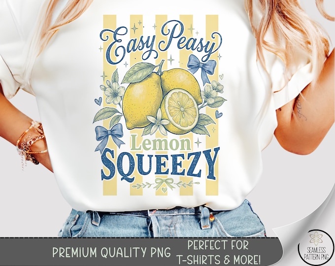 Lemon T-Shirt PNG, Easy Peasy Sublimation Design, Vintage DTF Shirt Graphic, Cute TShirt File, Digital Download, B10203