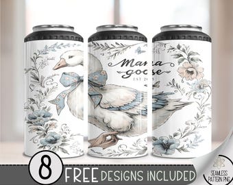 Mama Goose 4 in 1 Can Cooler Wrap, New Mama Est 2025 4in1 Tumbler PNG, Boy Mama   16 Oz Can Cooler, Newborn Mom Sublimation, A28