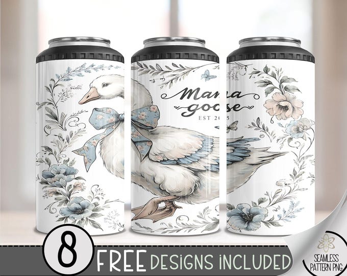 Mama Goose 4 in 1 Can Cooler Wrap, New Mama Est 2025 4in1 Tumbler PNG, Boy Mama   16 Oz Can Cooler, Newborn Mom Sublimation, A28