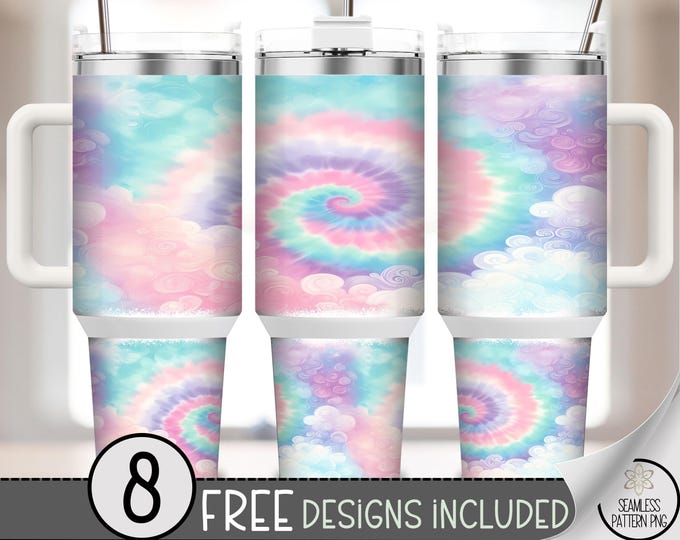 Pastel Tie Dye Tumbler 40 oz PNG, Creative Digital Download Sublimation Graphic for Unique Design, A581