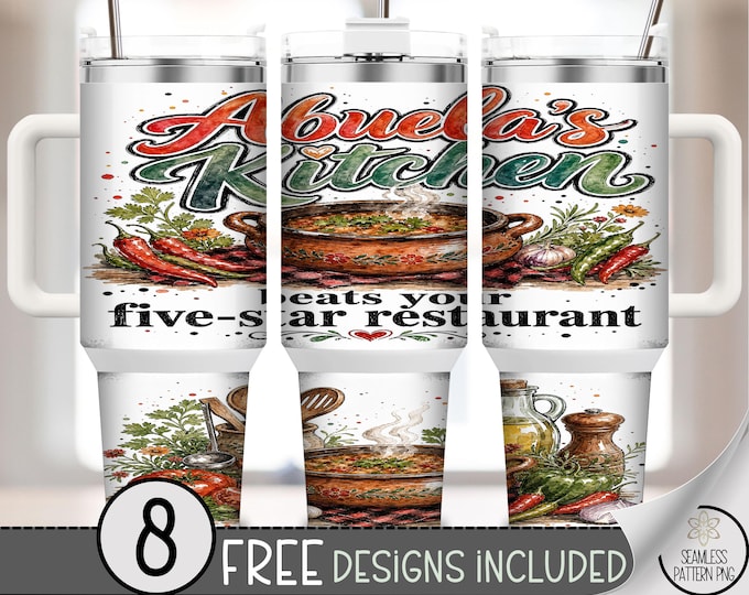 Abuela's Kitchen 40 oz Tumbler Wrap, Latina Sublimation Design, Digital Download, B10423