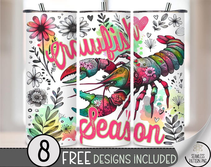 Crawfish Boil Season Seasoning PNG 20 oz Tumbler Design Crawdad Preppy Pinch Crawfish Season 20oz Straight Wrap File, A235