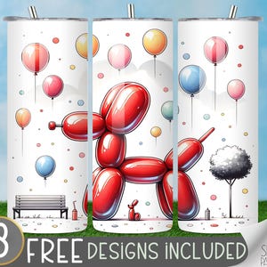 Balloon Dog Sublimation Tumbler Wrap, Digital File Balloon Animals Tumbler Wrap, Red Dog Balloon Tumbler Wrap, Inflated Balloon Dogs Wrap