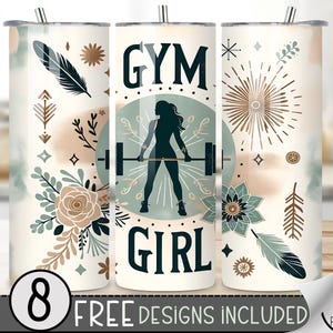 Fitness Tumbler Wrap Design, Gym Girl PNG File, Digital Gym Life Fitness Fashion Girl 20Oz Tumbler Wrap,20Oz Gym Motivational Tumbler Wrap