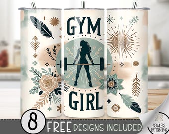 Fitness Tumbler Wrap Design, Gym Girl PNG File, Digital Gym Life Fitness Fashion Girl 20Oz Tumbler Wrap,20Oz Gym Motivational Tumbler Wrap