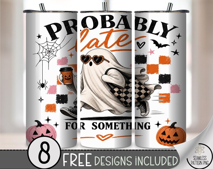 Ghost 20 oz Tumbler Wrap, Funny Sublimation Design for Straight Tumblers, Spooky PNG Files, Digital Download, B10496