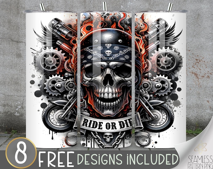 Motorcycle Tumbler Wrap, Seamless Motorcycle Wrap Tumbler, 20oz American Tumbler Wrap, Straight Tumbler Wrap, Motorcycle Sublimation Tumbler