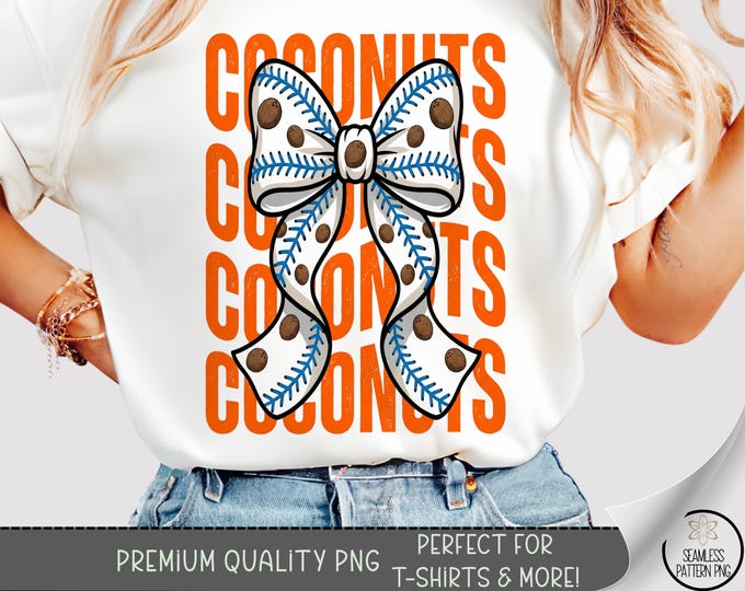 Coconut Bow T-shirt PNG, Bold Tropical Sublimation Design, Summer DTF Shirt Graphic, Digital Download, B10236