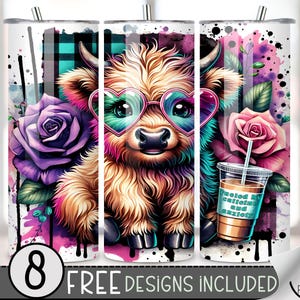 Highland Cow Tumbler Wrap, Anxiety Sublimation Design Png, Affirmation Tumbler 20Oz Skinny Tumbler File,Funny Fueled By Coffee & Anxiety PNG