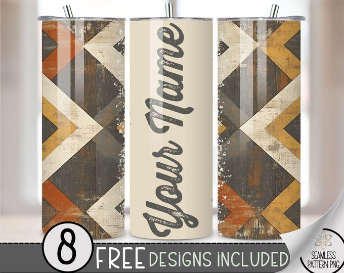 Add Your Own Name Faded Southwestern Tumbler Wrap, 20 oz Aged Western Tumbler File, Digital Aztec Tumbler Wrap Design Download, Boho Cowgirl