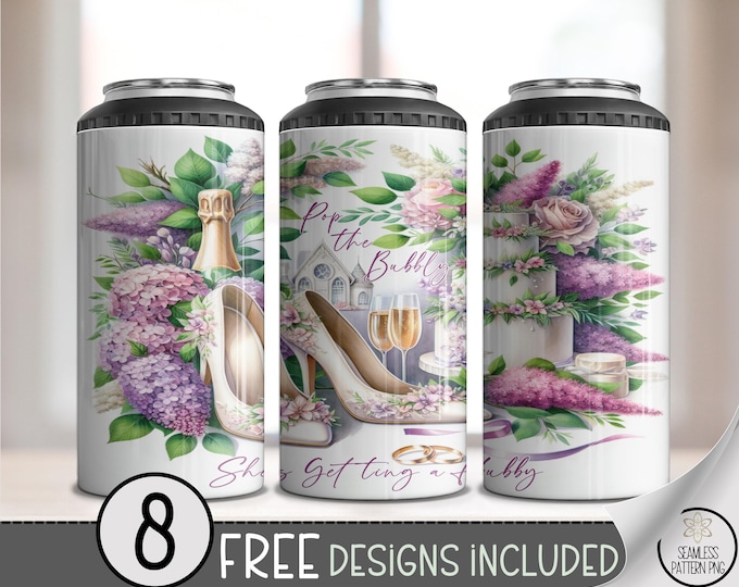 Elegant Wedding Tumbler 4 in 1, Champagne Theme, Party Decor, Bridal Shower Accessory, Printable Celebration Design PNG, A618