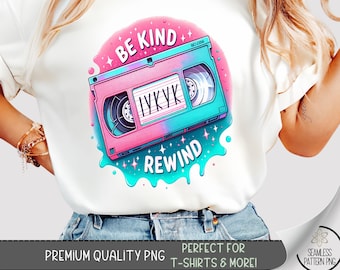 VHA Rewind T-Shirt PNG, IYKYK Sublimation, Be Kind Rewind Clipart, Fun Retro Shirt Design, Throwback 80's Tee Design, A357