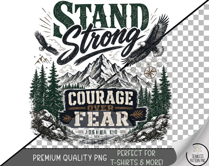 Christian Sublimation Design, Stand Strong UV DTF Graphic, Motivational Clip Art, Digital Download, B10326