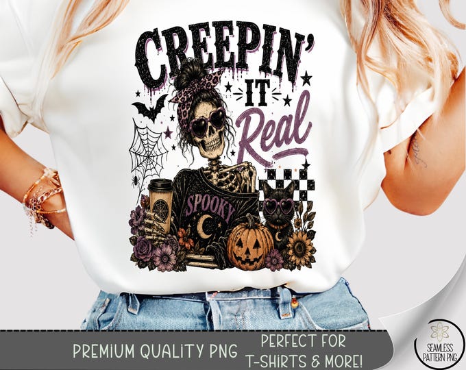 Halloween T-shirt PNG, Skeleton Girl Sublimation Design, Spooky Coffee Graphic, Digital Download, B10344