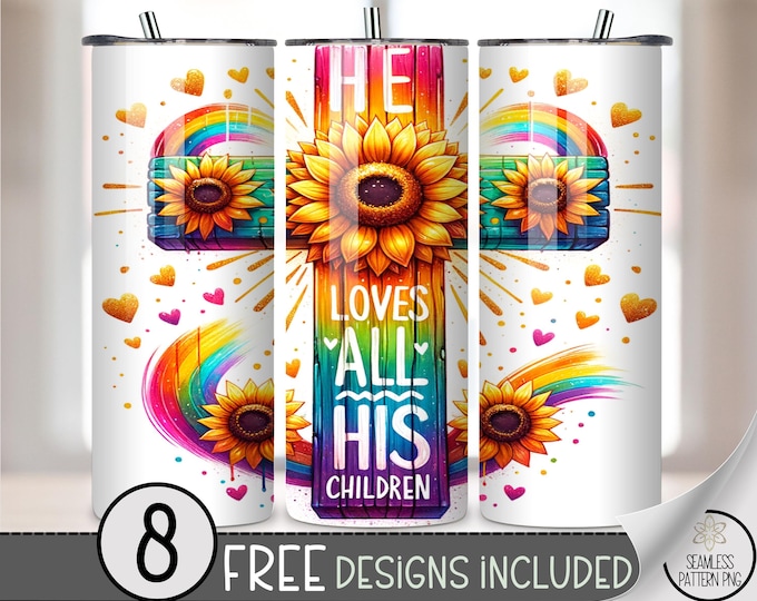 Jesus Sunflower 20 oz Tumbler Wrap, Faith Design, Christian Digital Download, Instant Access, Colorful Sublimation PNG, A620