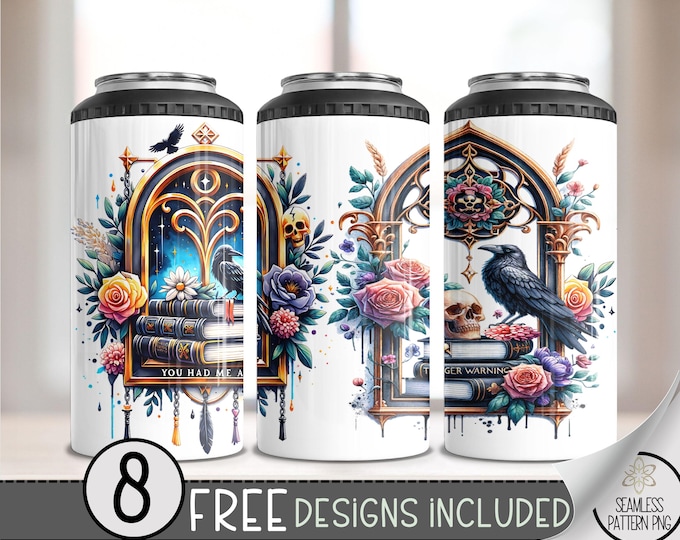 You Had Me At Trigger Warning 4 in 1 Can Cooler Wrap, Bad Book Club 4in1 Tumbler PNG, Book Lover 16 Oz Can Cooler Sublimation Design, A30
