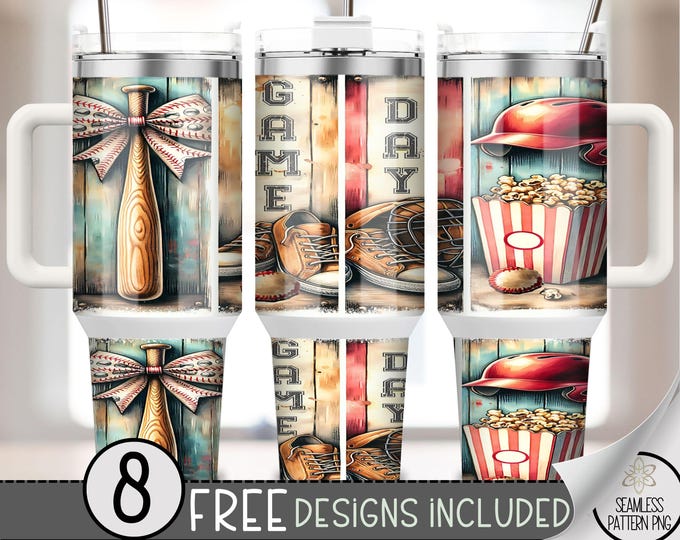 Baseball 40oz Tumbler Wrap, Cute Sport 40 OZ Sublimation Design, Game Day 40oz Quencher Tumbler File,Brushstroke Baseball Tumbler Wrap, A150