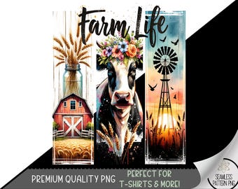 Farm Life T-Shirt Design, Cow Southern PNG, Sunset Tractor PNG, Watercolor Farm Art, Farm Animal Sublimation Designs, Country Life A163
