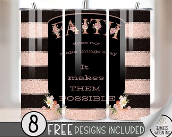 Christian Tumbler Design, Bible Verse Tumbler Wrap, 20 oz Straight PNG Digital Download, Spiritual Scripture 20oz Skinny Tumbler Sublimation