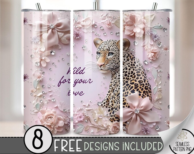 Valentine's Day love PNG, leopard love Valentine 20oz tumbler wrap, Valentine's Day png, western love sublimate tumbler designs download