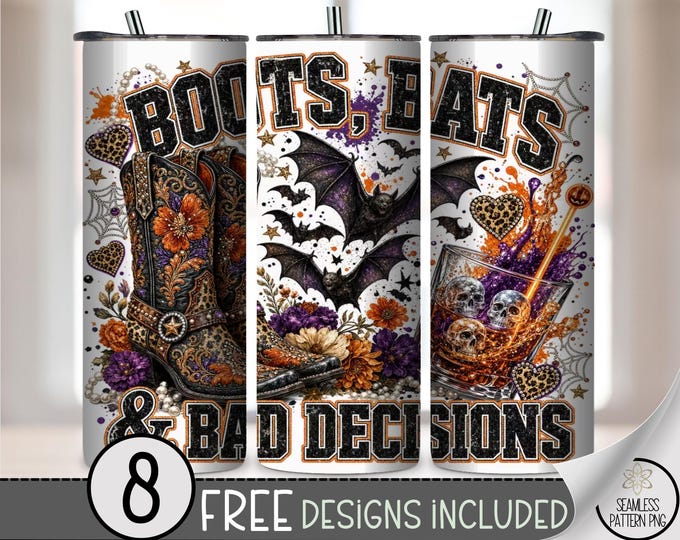 Funny Halloween 20 oz Tumbler Wrap, Straight Png Digital Download, Bats Spooky Png Files B10440