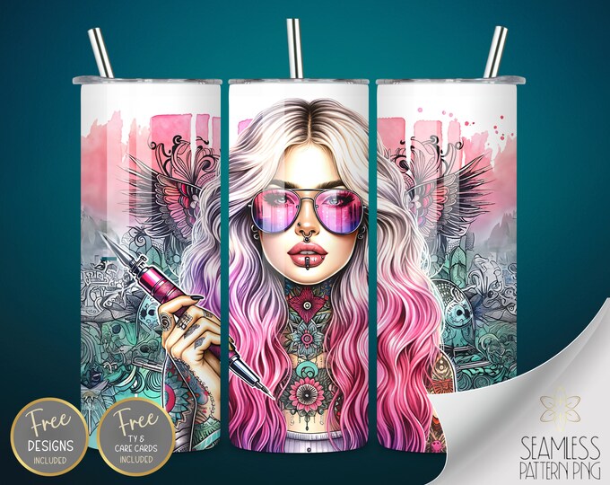 Tattoo Artist Designer Tumbler Wrap, 20oz Straight Sublimation Tumbler Design, Artful Tattoo Artist Sublimation Design Tumbler PNG Downloads