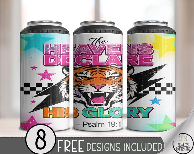 Bible Verse PNG - Sublimation Design 4-in-1 Can Cooler Wrap - Psalm 19:1 - Digital Download B951