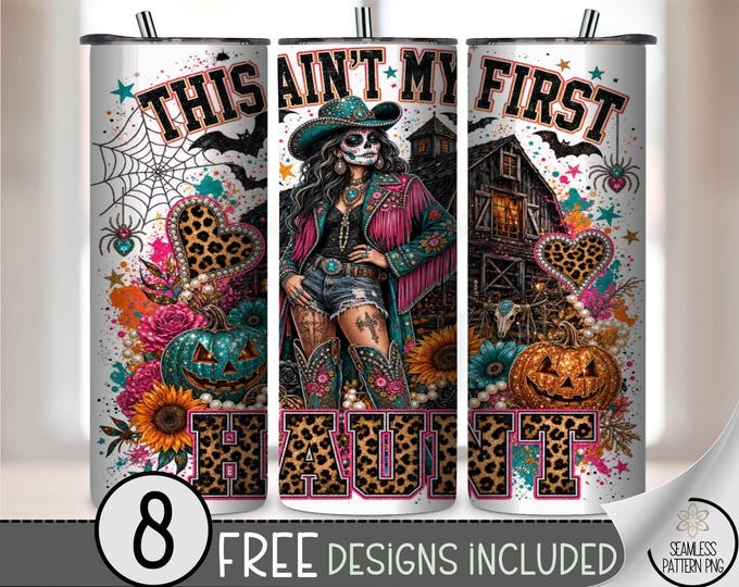Halloween 20 oz Tumbler Wrap, Funny Sublimation Design for Straight Tumblers, Western PNG Files, Digital Download, B10447