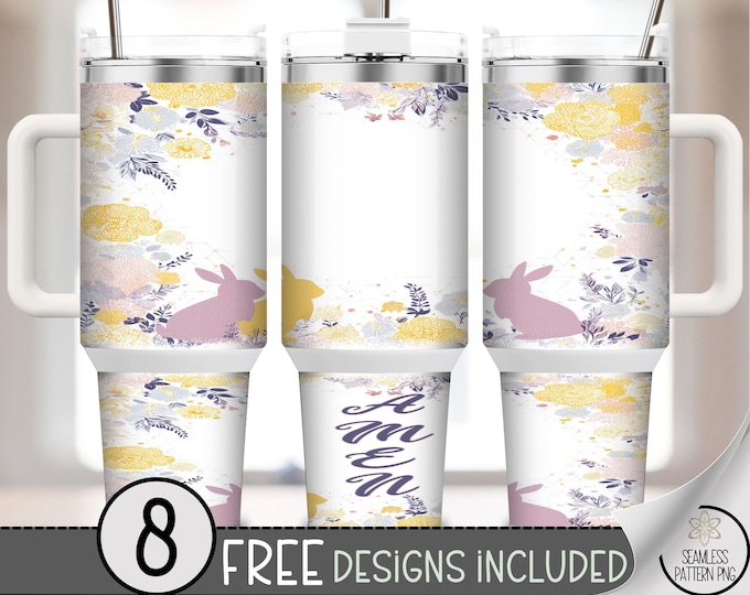 Easter Bunny PNG, Cute Bunny Sublimation Design, Add Your Name 40 Oz Tumbler Wrap, Digital Download, B10000