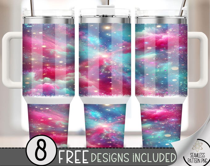 Galaxy 40oz Tumbler Wrap, Nebula Tumbler Sublimation Design, Celestial 40oz Quencher Tumbler Wrap PNG, Glitter Galaxy Tumbler File, A104