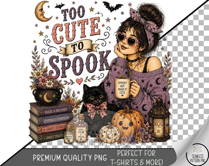 Halloween Sublimation Design, Cute Witch Girl UV DTF Graphic, Spooky Clip Art, Digital Download, B10435